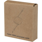 Cabo de carregamento retrátil com conectores múltiplos de 100W cor prateado segunda vista com caixa