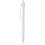 Caneta de plástico reciclado de dupla injeção com tinta azul cor branco vista lateral