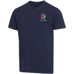 T-shirt manga curta e  gola em V de algodão orgânico 200 g/m2 Elevate cor azul-marinho vista impressão serigrafia