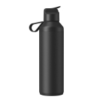 Garrafa em aço inoxidável reciclado com palhinha 710ml Ocean Bottle cor preto segunda vista traseira