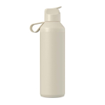 Garrafa em aço inoxidável reciclado com palhinha 710ml Ocean Bottle cor areia segunda vista traseira