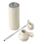 Garrafa em aço inoxidável reciclado com palhinha 710ml Ocean Bottle cor areia segunda vista