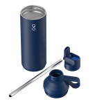 Garrafa em aço inoxidável reciclado com palhinha 710ml Ocean Bottle cor azul-marinho segunda vista