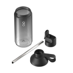 Garrafa transparente com palhinha e tampa rebatível 710ml Ocean Bottle cor preto segunda vista