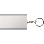 Power bank personalizável alumínio reciclado com porta-chaves 2.000 mAh cor prateado segunda vista frontal