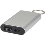 Power bank personalizável alumínio reciclado com porta-chaves 2.000 mAh cor prateado segunda vista