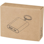 Power bank personalizável alumínio reciclado com porta-chaves 2.000 mAh cor prateado segunda vista com caixa