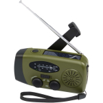 Rádio de emergência ecológico com carregamento solar e dínamo 1.200 mAh cor verde militar