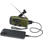 Rádio de emergência ecológico com carregamento solar e dínamo 1.200 mAh cor verde militar segunda vista