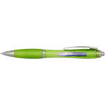 Caneta de plástico reciclado com pega, tinta preta cor verde-lima