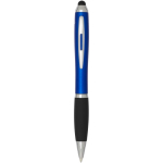 Caneta de mecanismo rotativo com ponteiro e pega suave, tinta azul cor azul real