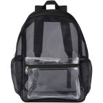Mochila em rede reciclada transparente com bolso frontal 18L cor preto segunda vista frontal