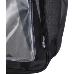 Mochila em rede reciclada transparente com bolso frontal 18L cor preto vista detalhe 1