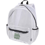 Mochila em rede reciclada transparente com bolso frontal 18L cor branco vista impressão serigrafia