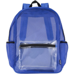 Mochila em rede reciclada transparente com bolso frontal 18L cor azul real segunda vista frontal