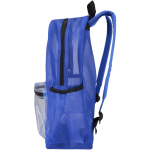 Mochila em rede reciclada transparente com bolso frontal 18L cor azul real vista lateral