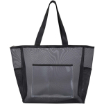 Saco tote transparente em rede reciclada com fecho de correr 23L cor preto segunda vista frontal
