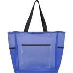Saco tote transparente em rede reciclada com fecho de correr 23L cor azul real segunda vista frontal