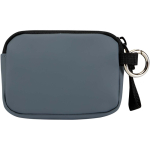 Carteira em pele sintética reciclada com argola e fecho de correr cor azul bondi segunda vista traseira