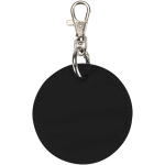 Porta-chaves redondo em pele sintética reciclada com argola integrada cor preto segunda vista frontal