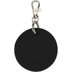 Porta-chaves redondo em pele sintética reciclada com argola integrada cor preto segunda vista traseira