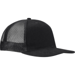 Boné de 6 painéis em sarja de algodão com pala plana 260 g/m2 cor preto vista lateral