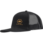 Boné de 6 painéis em sarja de algodão com pala plana 260 g/m2 cor preto vista impressão serigrafia