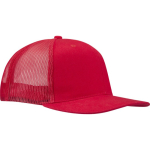 Boné de 6 painéis em sarja de algodão com pala plana 260 g/m2 cor vermelho vista lateral