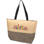 Saco de papel de palha entrançada com fecho e base, capacidade 21L cor preto
