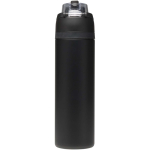 Garrafa de parede simples com palhinha rebatível acabamento mate 800ml cor preto segunda vista traseira