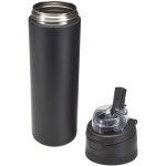 Garrafa de parede simples com palhinha rebatível acabamento mate 800ml cor preto segunda vista
