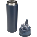 Garrafa de parede simples com palhinha rebatível acabamento mate 800ml cor azul-marinho segunda vista