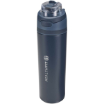 Garrafa de parede simples com palhinha rebatível acabamento mate 800ml cor azul-marinho vista impressa logo 2