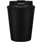 Copo térmico de parede dupla com tampa de rosca anti-derrame 300ml cor preto segunda vista frontal