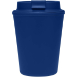 Copo térmico de parede dupla com tampa de rosca anti-derrame 300ml cor azul segunda vista frontal