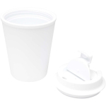 Copo térmico de parede dupla com tampa de rosca anti-derrame 300ml cor branco segunda vista