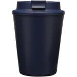 Copo térmico de parede dupla com tampa de rosca anti-derrame 300ml cor azul-marinho segunda vista frontal