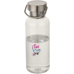 Garrafa de água com tampa de rosca e pega em aço inoxidável 600ml cor transparente vista impressão tampografia
