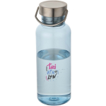 Garrafa de água com tampa de rosca e pega em aço inoxidável 600ml cor azul-claro vista impressão tampografia