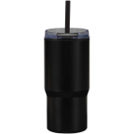 Copo térmico de parede dupla com tampa anti-derrame 540ml cor preto segunda vista traseira