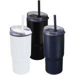 Copo térmico de parede dupla com tampa anti-derrame 540ml cor branco segunda vista várias cores