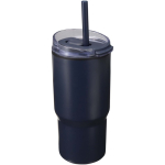 Copo térmico de parede dupla com tampa anti-derrame 540ml cor azul-marinho