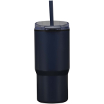Copo térmico de parede dupla com tampa anti-derrame 540ml cor azul-marinho segunda vista traseira
