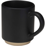 Caneca empilhável em cerâmica com base moderna não vidrada 180 ml cor preto