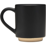 Caneca empilhável em cerâmica com base moderna não vidrada 180 ml cor preto vista lateral
