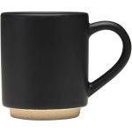 Caneca empilhável em cerâmica com base moderna não vidrada 180 ml cor preto segunda vista com lateral