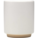 Caneca empilhável em cerâmica com base moderna não vidrada 180 ml cor branco segunda vista frontal