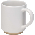 Caneca empilhável em cerâmica com base moderna não vidrada 180 ml cor branco