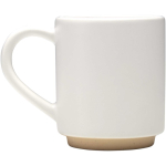 Caneca empilhável em cerâmica com base moderna não vidrada 180 ml cor branco vista lateral