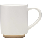 Caneca empilhável em cerâmica com base moderna não vidrada 180 ml cor branco segunda vista com lateral